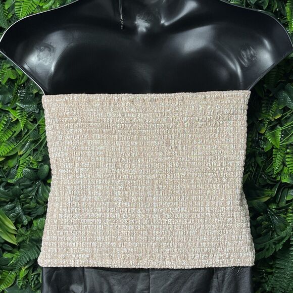 ANTHROPOLOGIE MAEVE Top Women XL Pink Ruffle Strapless Metallic Tube Top 2384‎ - Picture 6 of 6